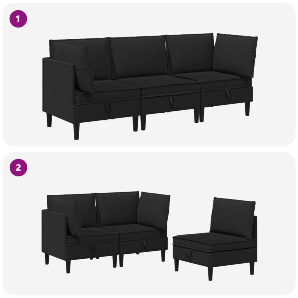 vidaXL Súprava nábytku do obývačky 3 pcs Čierna Látka – Obrázok 10