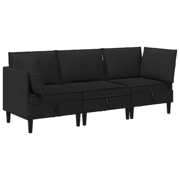 vidaXL Súprava nábytku do obývačky 3 pcs Čierna Látka – Obrázok 2