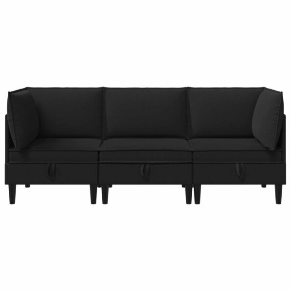 vidaXL Súprava nábytku do obývačky 3 pcs Čierna Látka – Obrázok 7