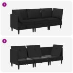 vidaXL Súprava nábytku do obývačky 3 pcs Čierna Látka – Obrázok 9