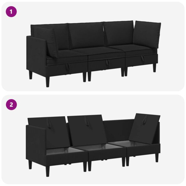 vidaXL Súprava nábytku do obývačky 3 pcs Čierna Látka – Obrázok 9