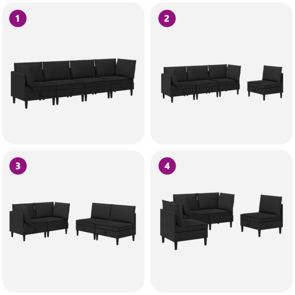 vidaXL Súprava nábytku do obývačky 4 pcs Čierna Látka – Obrázok 10