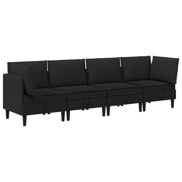 vidaXL Súprava nábytku do obývačky 4 pcs Čierna Látka – Obrázok 2