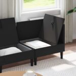 vidaXL Súprava nábytku do obývačky 4 pcs Čierna Látka – Obrázok 3