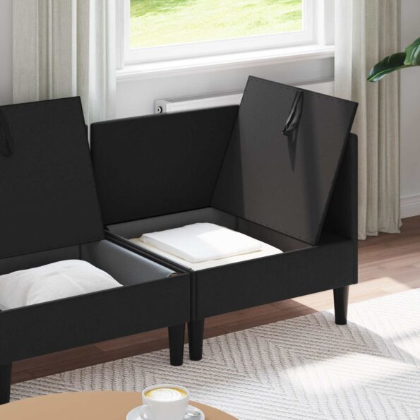 vidaXL Súprava nábytku do obývačky 4 pcs Čierna Látka – Obrázok 3
