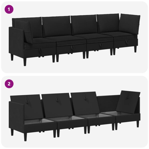 vidaXL Súprava nábytku do obývačky 4 pcs Čierna Látka – Obrázok 9