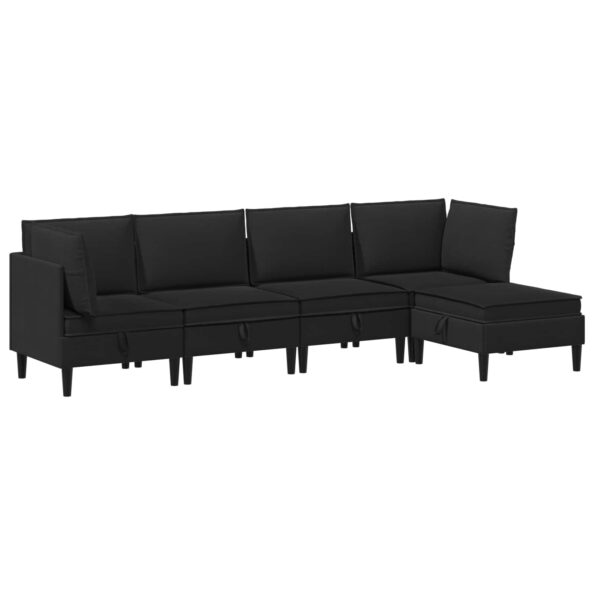 vidaXL Súprava nábytku do obývačky 5 pcs Čierna Látka – Obrázok 2