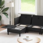 vidaXL Súprava nábytku do obývačky 6 pcs Čierna Látka – Obrázok 3