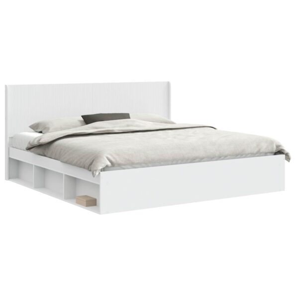 vidaXL Posteľový rám s úložným priestorom a čelom Biela 200 x 200 cm – Obrázok 2