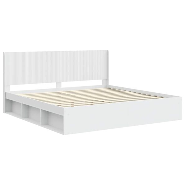 vidaXL Posteľový rám s úložným priestorom a čelom Biela 200 x 200 cm – Obrázok 4