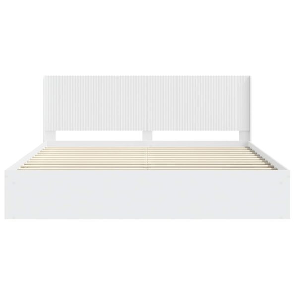 vidaXL Posteľový rám s úložným priestorom a čelom Biela 200 x 200 cm – Obrázok 5