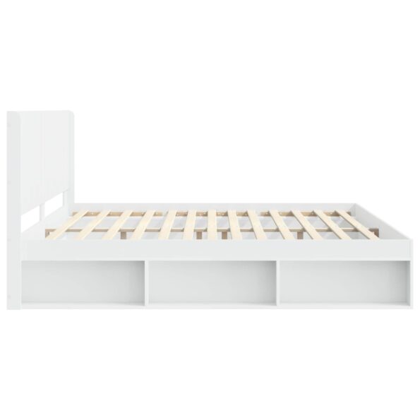vidaXL Posteľový rám s úložným priestorom a čelom Biela 200 x 200 cm – Obrázok 6