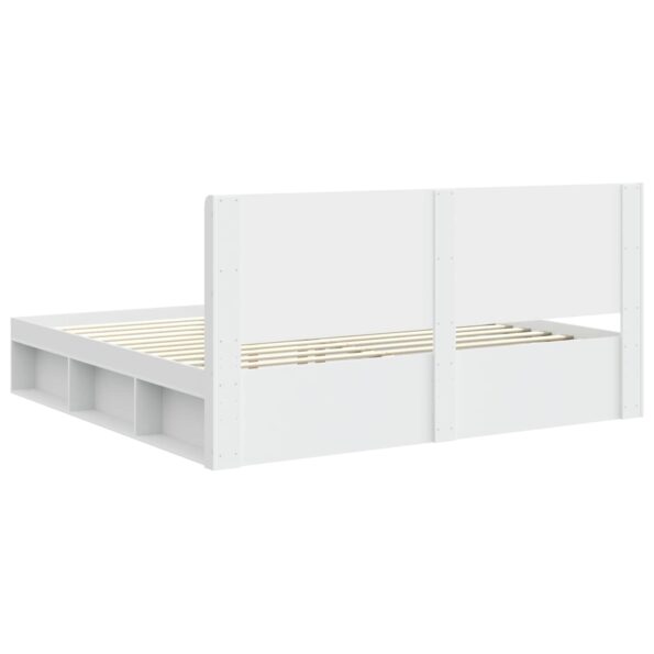 vidaXL Posteľový rám s úložným priestorom a čelom Biela 200 x 200 cm – Obrázok 7