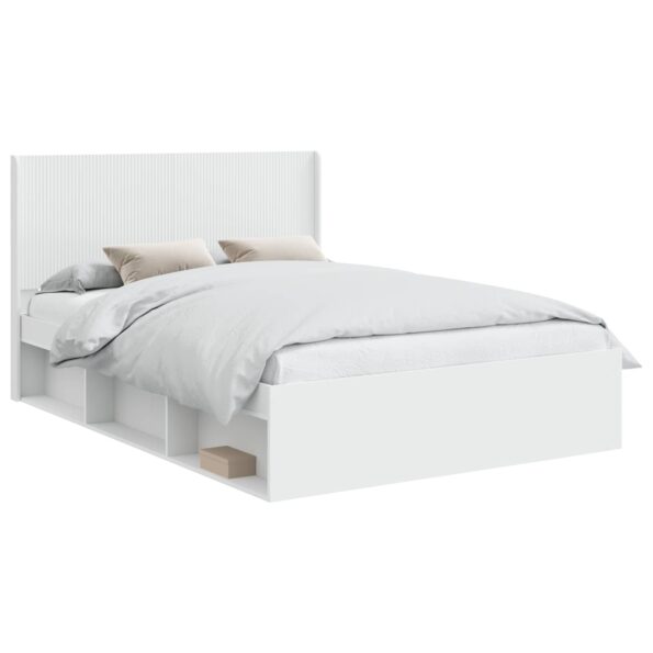 vidaXL Posteľový rám s úložným priestorom a čelom Biela 150 x 200 cm – Obrázok 2