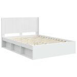 vidaXL Posteľový rám s úložným priestorom a čelom Biela 150 x 200 cm – Obrázok 4