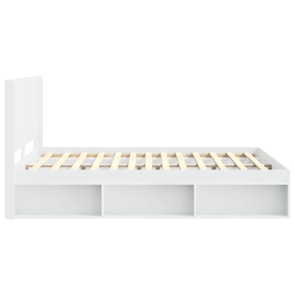 vidaXL Posteľový rám s úložným priestorom a čelom Biela 150 x 200 cm – Obrázok 6