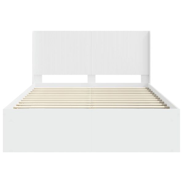 vidaXL Posteľový rám s úložným priestorom a čelom Biela 135 x 190 cm – Obrázok 5