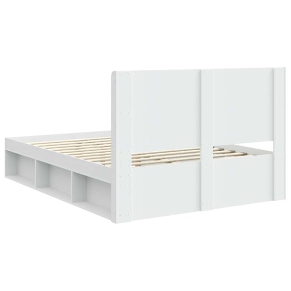vidaXL Posteľový rám s úložným priestorom a čelom Biela 135 x 190 cm – Obrázok 7