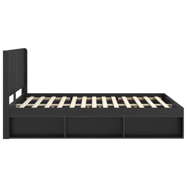 vidaXL Posteľový rám s úložným priestorom a čelom Čierna 135 x 190 cm – Obrázok 6