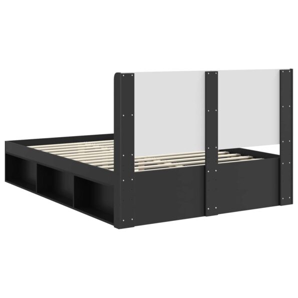 vidaXL Posteľový rám s úložným priestorom a čelom Čierna 135 x 190 cm – Obrázok 7