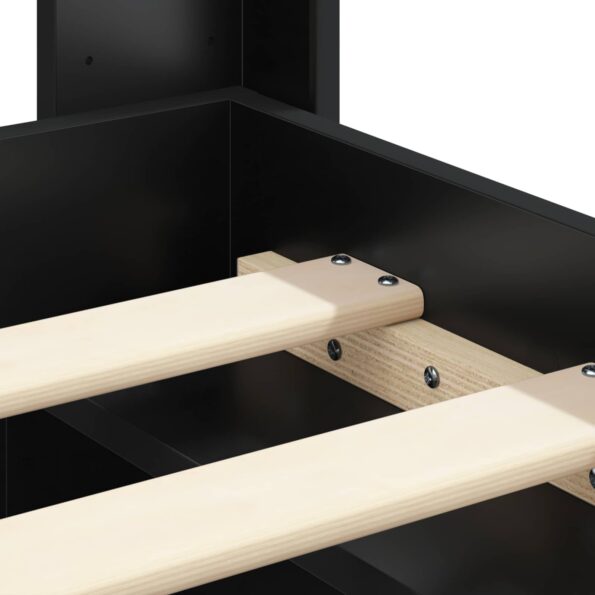 vidaXL Posteľový rám s úložným priestorom a čelom Čierna 135 x 190 cm – Obrázok 9