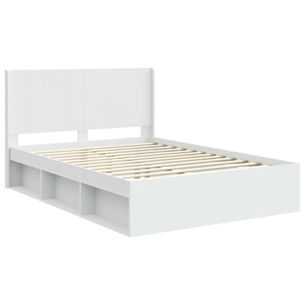 vidaXL Posteľový rám s úložným priestorom a čelom Biela 120 x 200 cm – Obrázok 4