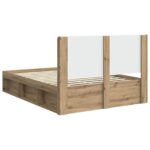 vidaXL Posteľový rám s úložným priestorom a čelom Dub artisan – Obrázok 7