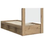 vidaXL Posteľový rám s úložným priestorom a čelom Dub artisan – Obrázok 7