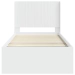 vidaXL Posteľový rám s úložným priestorom a čelom Biela 90 x 200 cm – Obrázok 5