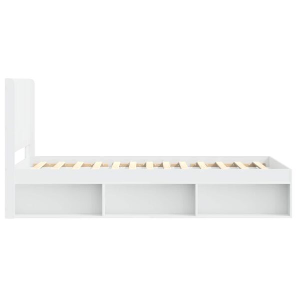 vidaXL Posteľový rám s úložným priestorom a čelom Biela 90 x 200 cm – Obrázok 6