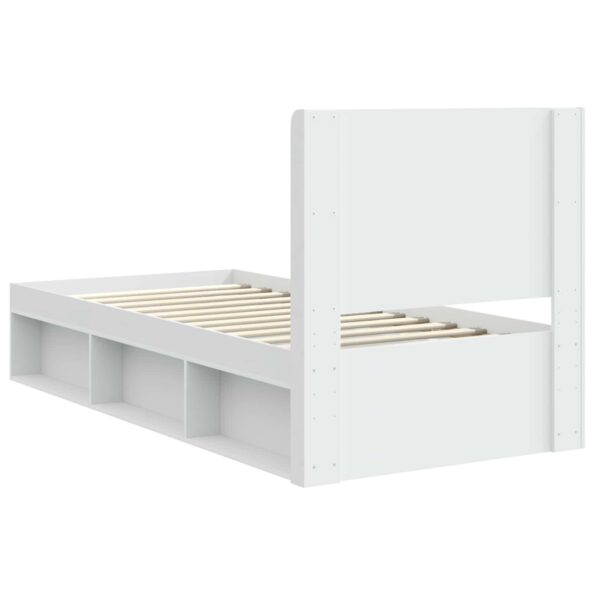vidaXL Posteľový rám s úložným priestorom a čelom Biela 90 x 200 cm – Obrázok 7