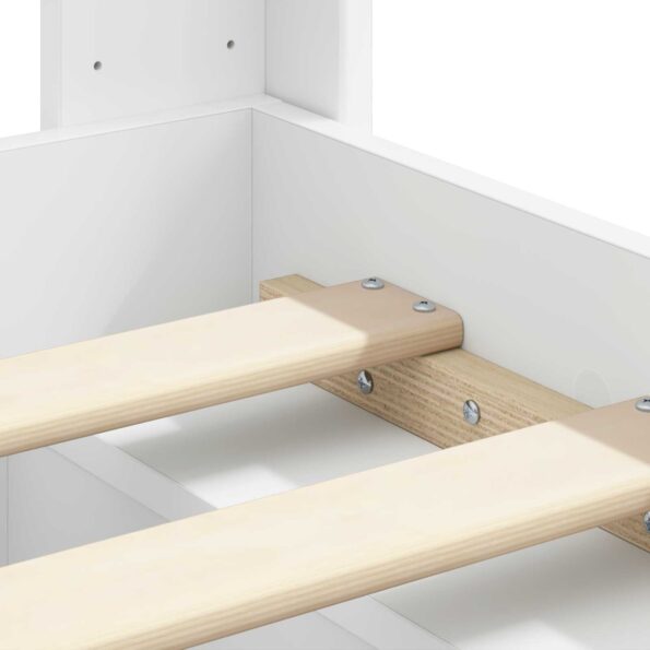 vidaXL Posteľový rám s úložným priestorom a čelom Biela 90 x 200 cm – Obrázok 9