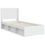 vidaXL Posteľový rám s úložným priestorom a čelom Biela 90 x 190 cm – Obrázok 4