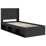 vidaXL Posteľový rám s úložným priestorom a čelom Čierna 90 x 190 cm – Obrázok 4
