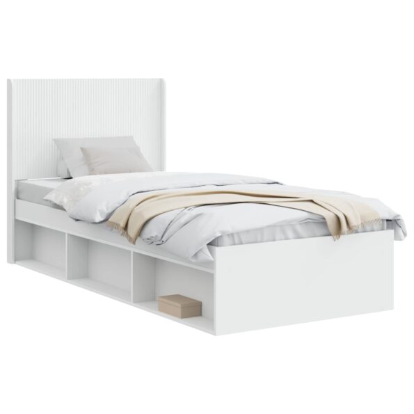 vidaXL Posteľový rám s úložným priestorom a čelom Biela 75 x 190 cm – Obrázok 2