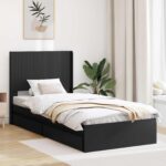vidaXL Posteľový rám s úložným priestorom a čelom Čierna 100 x 200 cm