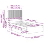 vidaXL Posteľový rám s úložným priestorom a čelom Čierna 100 x 200 cm – Obrázok 11
