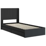 vidaXL Posteľový rám s úložným priestorom a čelom Čierna 100 x 200 cm – Obrázok 4