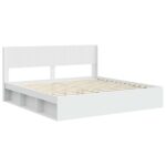 vidaXL Posteľový rám s úložným priestorom a čelom Biela 200 x 200 cm – Obrázok 4