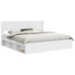vidaXL Posteľový rám s úložným priestorom a čelom Biela 180 x 200 cm – Obrázok 2