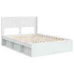 vidaXL Posteľový rám s úložným priestorom a čelom Biela 160 x 200 cm – Obrázok 4