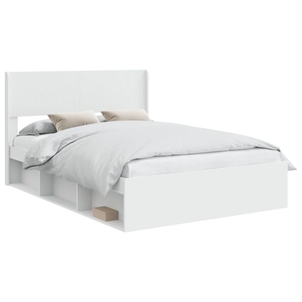 vidaXL Posteľový rám s úložným priestorom a čelom Biela 140 x 200 cm – Obrázok 2