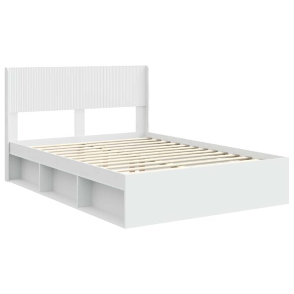 vidaXL Posteľový rám s úložným priestorom a čelom Biela 140 x 200 cm – Obrázok 4