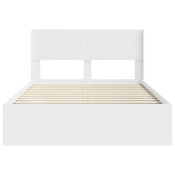 vidaXL Posteľový rám s úložným priestorom a čelom Biela 140 x 200 cm – Obrázok 5