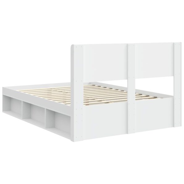 vidaXL Posteľový rám s úložným priestorom a čelom Biela 140 x 200 cm – Obrázok 7