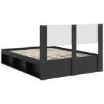 vidaXL Posteľový rám s úložným priestorom a čelom Čierna 120 x 200 cm – Obrázok 7