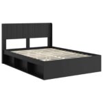 vidaXL Posteľový rám s úložným priestorom a čelom Čierna 120 x 190 cm – Obrázok 4