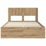 vidaXL Posteľový rám s úložným priestorom a čelom Dub artisan – Obrázok 5