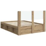 vidaXL Posteľový rám s úložným priestorom a čelom Dub artisan – Obrázok 7