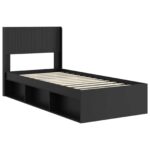 vidaXL Posteľový rám s úložným priestorom a čelom Čierna 100 x 200 cm – Obrázok 4
